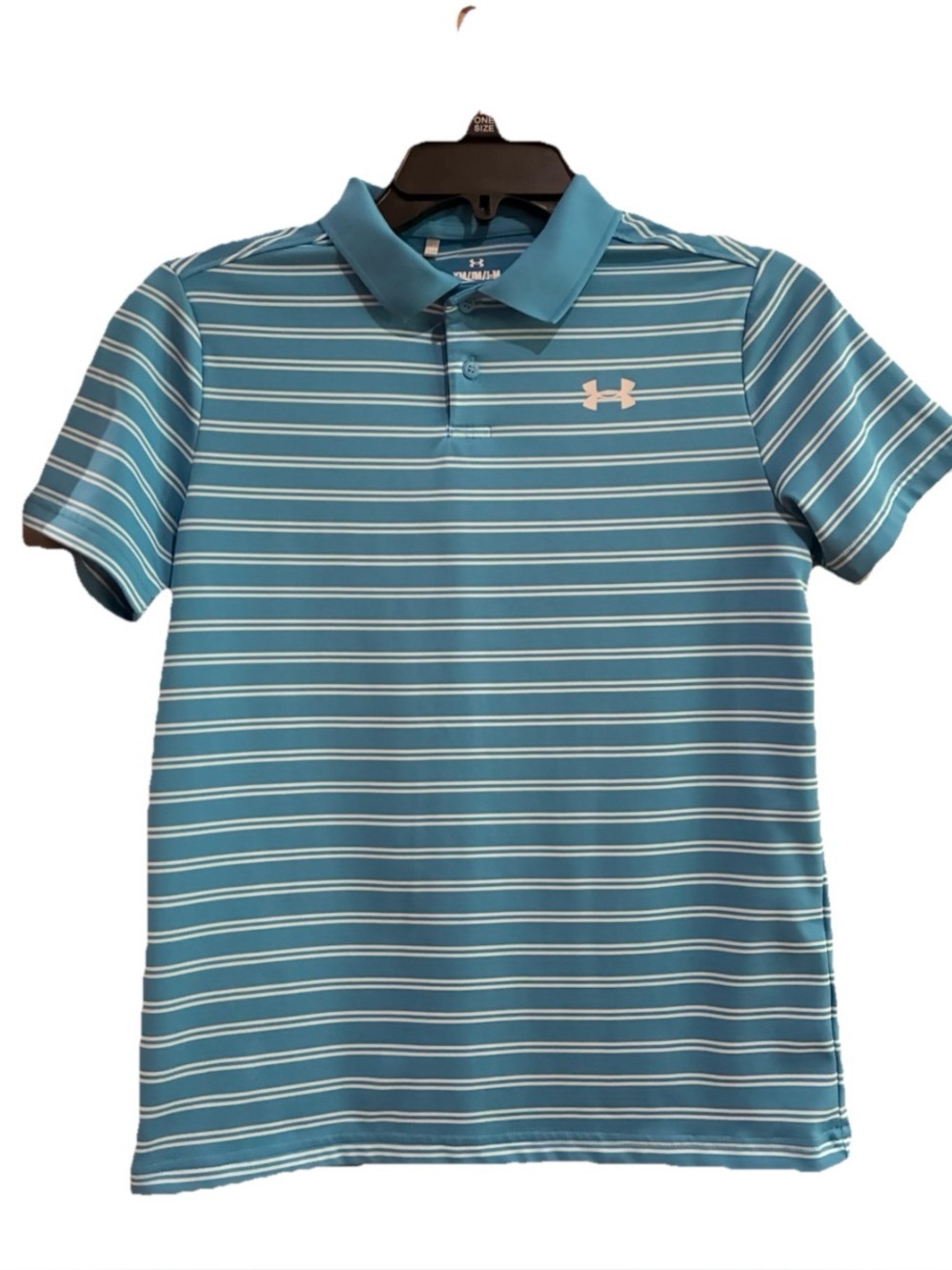 Under Armour Boy’s Matchplay Blue Striped Stretch Polo Shirt, Size YM